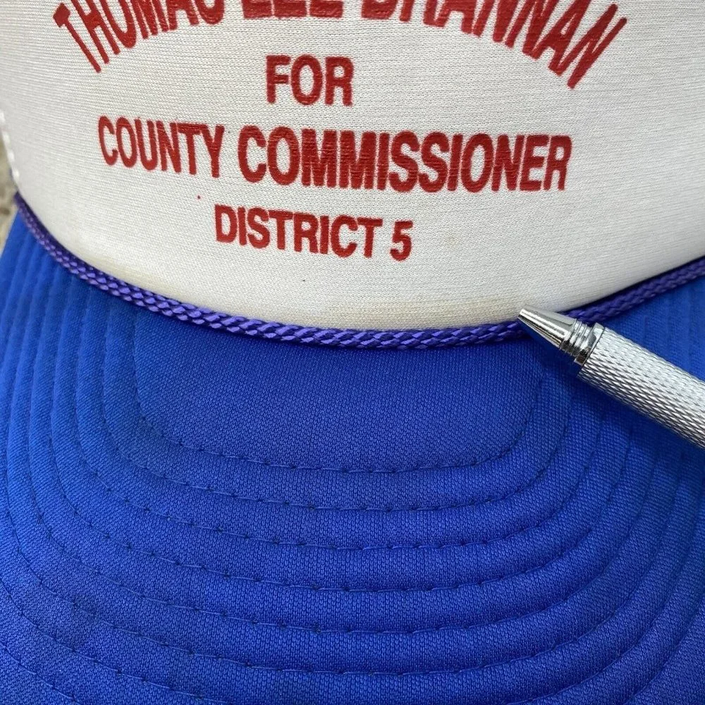 Vtg Nissun Hat Vote Thomas‎ Lee Brannan County Commissioner Trucker Snapback Cap